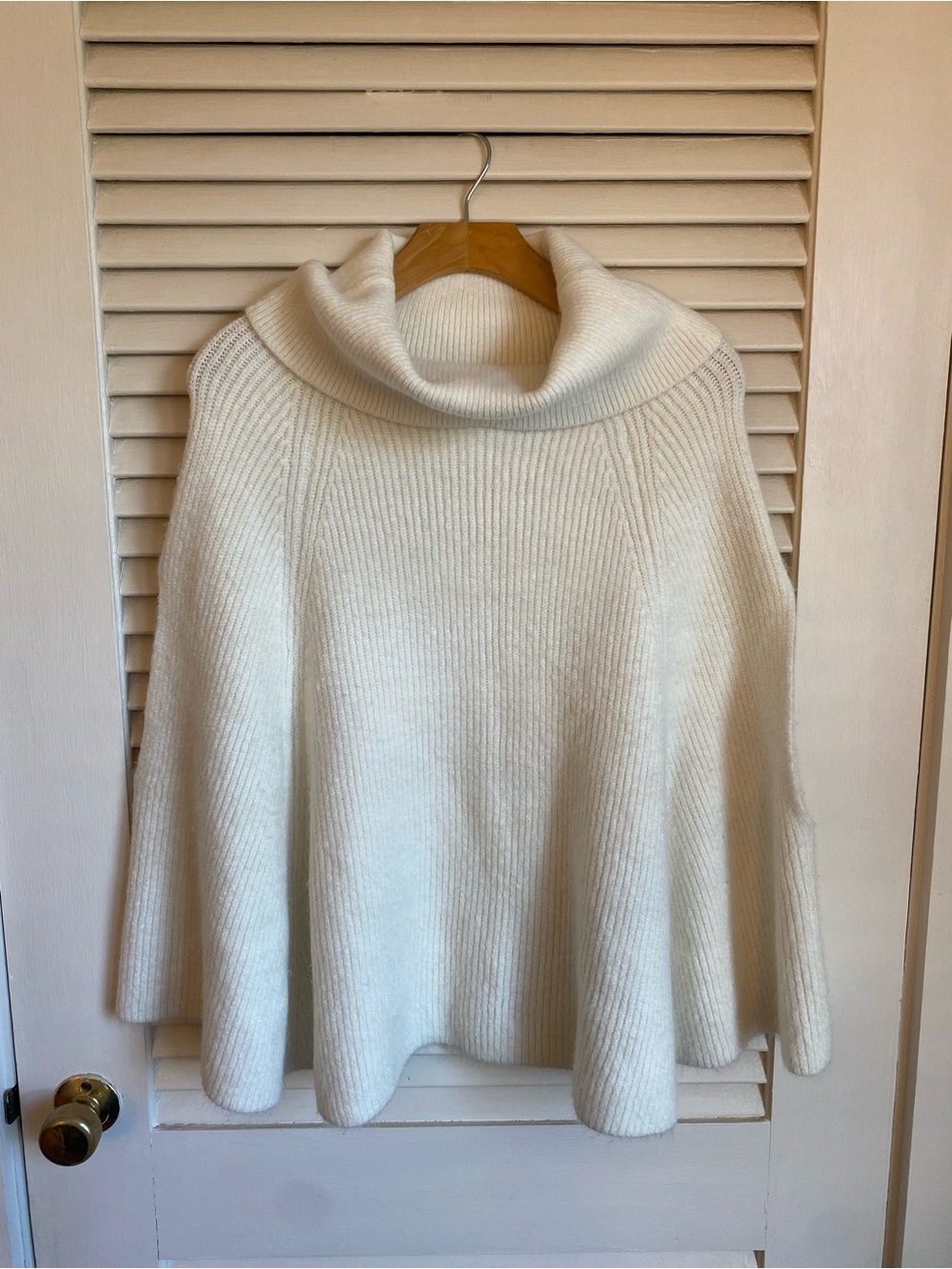 Blue Ivy Cream Turtle Neck Knit Shawl